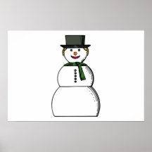 Happy snowman cartoon poster