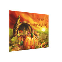 Happy Thanksgiving 2 Wrapped Canvas Stretched Canvas Print