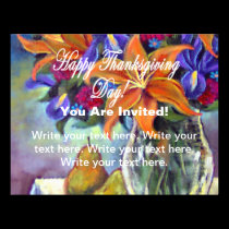 Happy Thanksgiving Day Flowers & Pears Invitation invitations