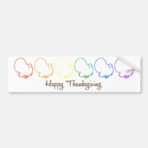 Happy Thanksgiving (Rainbow Turkeys) Bumper Sticker