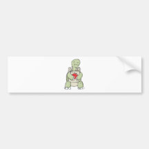 Happy Tortoise Eating Apple Bumper Sticker