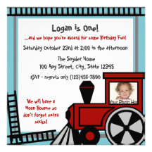 Happy Tracks Railroad Invitation/Red