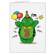Happy Turtle 3rd Birthday Card