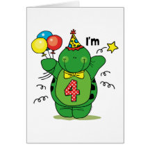 Happy Turtle 4th Birthday Cards