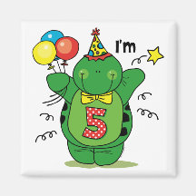 Happy Turtle 5th Birthday Fridge Magnets