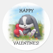 Happy Valentine's Cartoon Rabbit Sticker