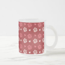 Happy Valentine's Day Hearts and Flowers Red Pink Coffee Mug