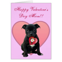 Happy Valentine's Day Mum Pitbull Puppy card