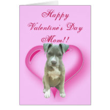 Happy Valentine's Day Mum Pitbull Puppy card