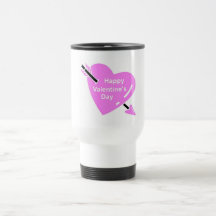 Happy Valentines Day Pink Heart Coffee Mugs