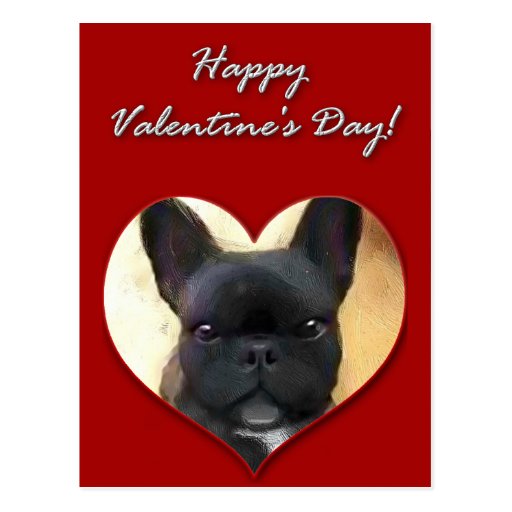 Happy Valentine's White French Bulldog postcard
