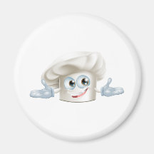 Happy white chefs hat cartoon man magnets