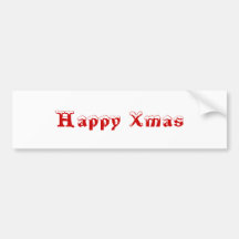 Happy Xmas. Red and White. Custom Bumper Sticker