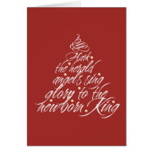Hark the Herald Christmas carol lyric tree red Card