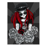 Harley Red Tattoo Biker Rose Angel Postcard
