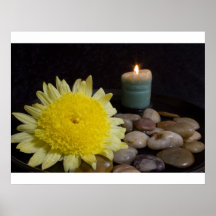 Harmony Candle and Yellow Flower Poster