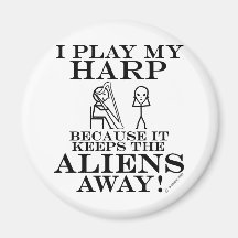 Harp Keeps Aliens Away Fridge Magnets