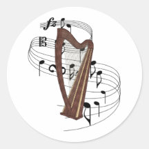 Harp Round Stickers