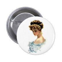 Harrison Fisher Girl  in Blue Pinback Buttons