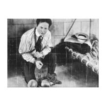 Harry Houdini About to Escape from Prison Stretched Canvas Print