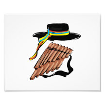 hat black pan flute ribbon music design.png photographic print