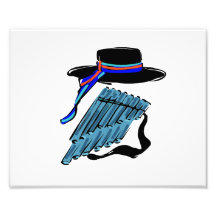 hat blue pan flute ribbon music design.png photo art