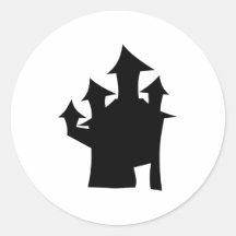 Haunted House with Four Towers. Round Sticker