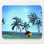 Hawaiian Beach Park & Palm Trees Painting mousepads