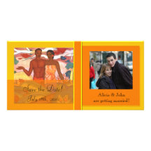 Hawaiian Boy & Girl Save The Date Photocard Customized Photo Card