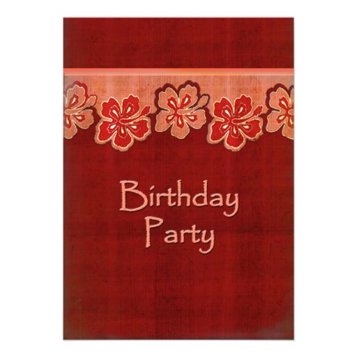 Hawaiian Hibiscus Birthday Party Invitations