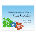 Hawaiian hibiscus flower earth green save the date postcard
