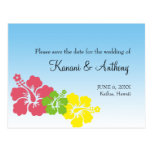 Hawaiian hibiscus flower preppy pink save the date post card