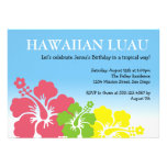 Hawaiian Luau hibiscus flowers tropical island Personalised Invites