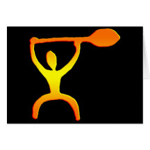 Hawaiian Paddle Man Petroglyph - Card