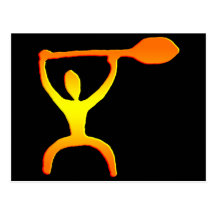 Hawaiian Paddle Man Petroglyph - Postcard