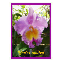 Hawaiian Purple Cattleya Orchid Party Invites
