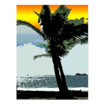 Hawaiian Sunset Palm Postcard