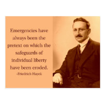 Hayek on Emergencies Post Cards