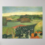 Haystacks in Brittany, Potato Field; Paul Gauguin Poster