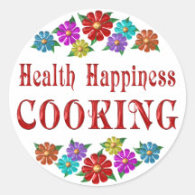 Health Happiness Cooking Round Stickers