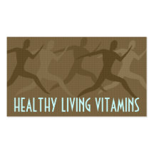 "Healthy Living Vitamins" Sepia Business Card Template