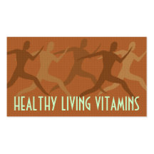 "Healthy Living Vitamins" Tan Business Card Template