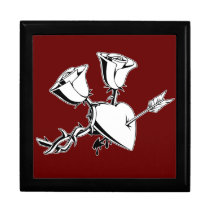 Heart and 2 roses jewel box gift boxes