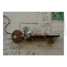 Heart and Key Mixed Media Necklace Still Life Greeting Cards