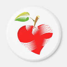 Heart Apple Fridge Magnets