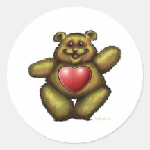 Heart Bear Round Stickers