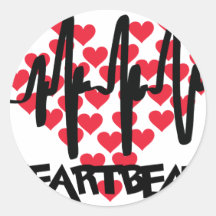 heart beat love hearts round stickers