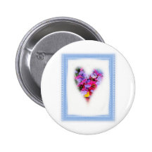 Heart Blooms Pinback Buttons