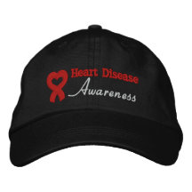 Heart Disease Awareness Ribbon Embroidered Hat