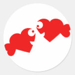 heart fish round stickers